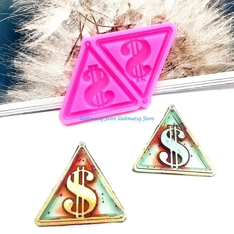 573B Silicone Pendant Mold Clay Molds Triangular Dollar Shaped Silicone Keychain Moulds