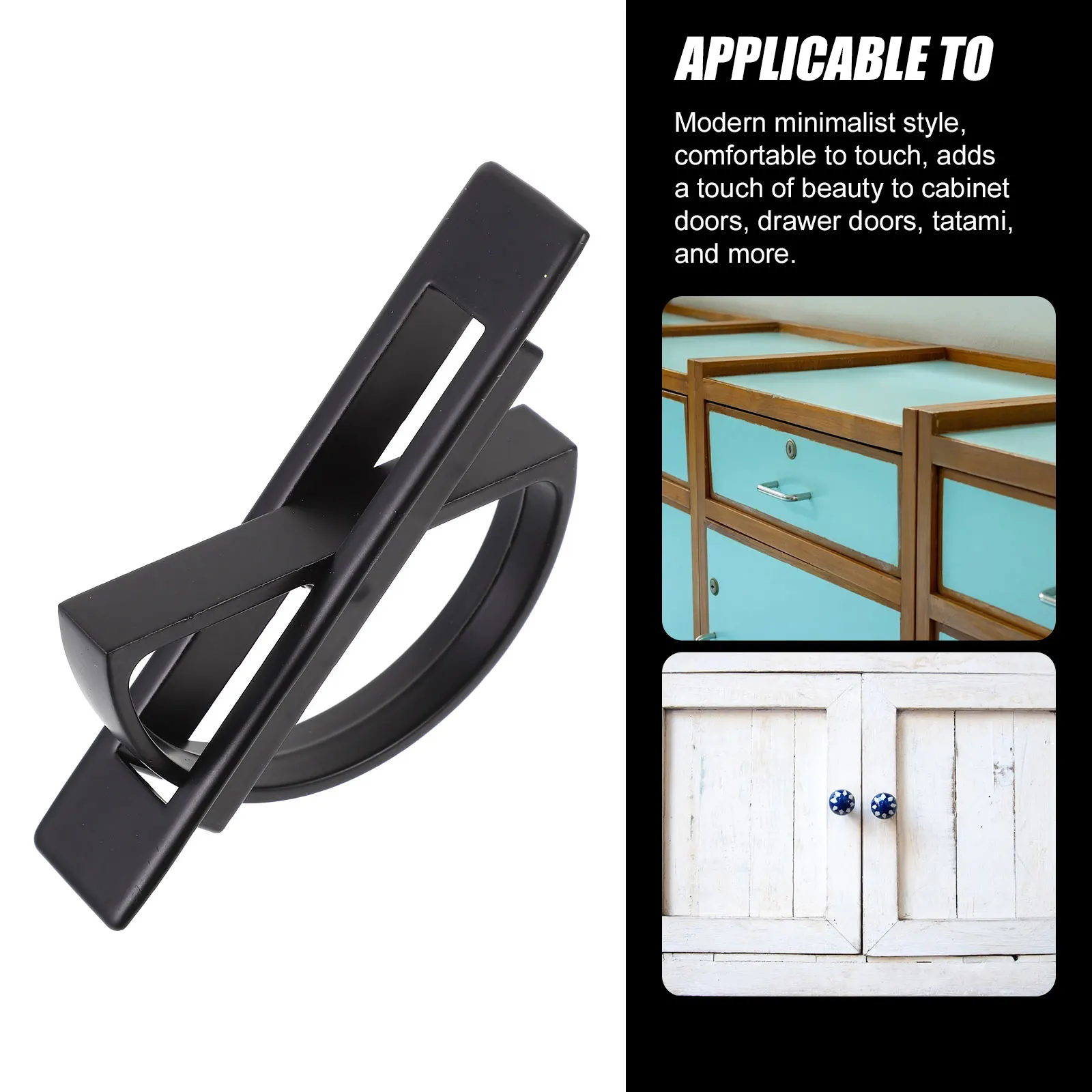 

Hidden Rotating Cabinet Pull Handle 85mm Hole Black Zinc Alloy Invisible Drawer Door Knob for Tatami Furniture Embedded Hardware