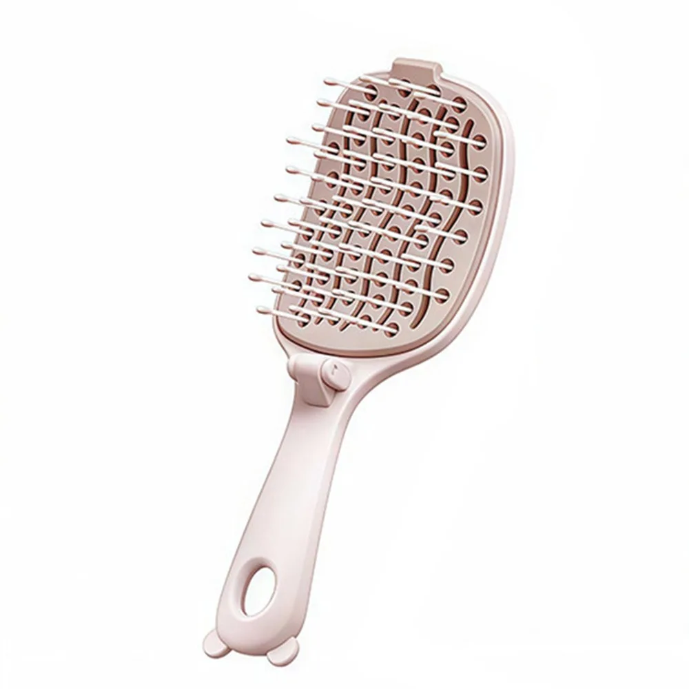 New Self Cleaning Foldable Comb Anti Static Rounded Soft Bristles Easy-to-Clean Comb Styling Massage Paddle Hair Brush Women