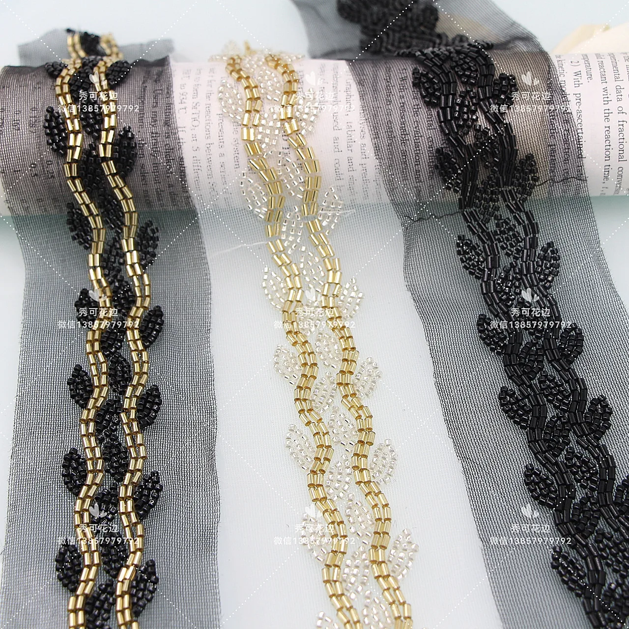 

Embroidered Bead Tube Bead Accessories Lace Trim Ethnic Clothing Hanfu DIY Heavy-duty Beaded Lace Trim