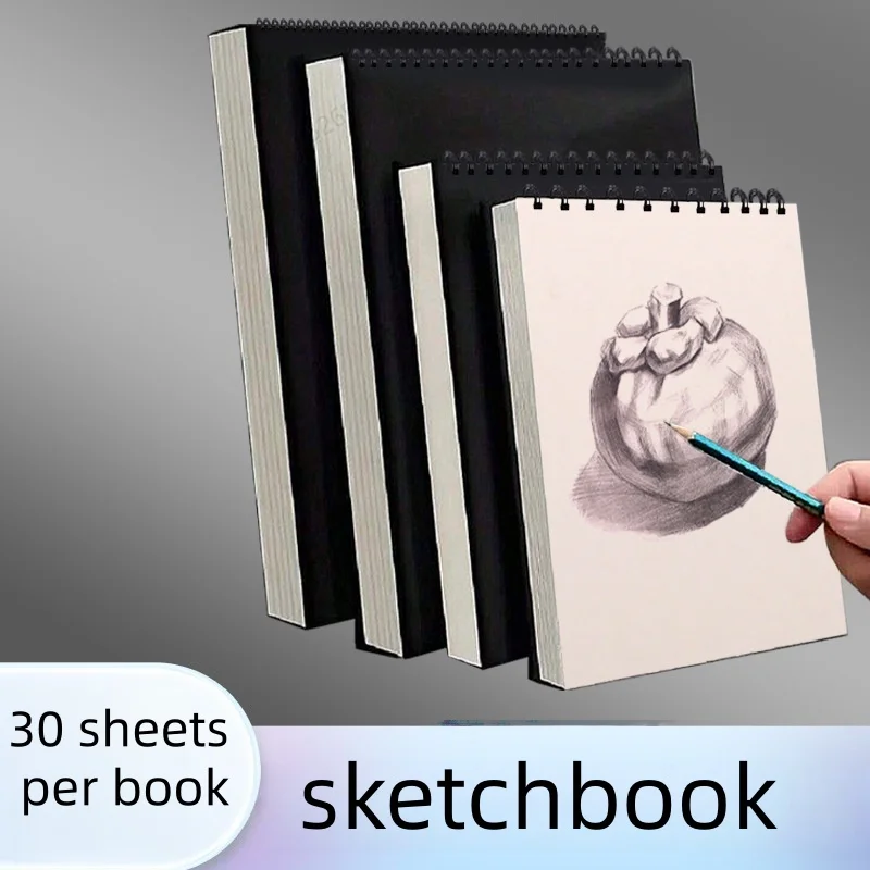 30 Sheets 8K 16K Coil Sketchbook Spiral Bound Eco-Friendly Thick Drawing Paper Acid Free A4 A5 A6 Artist Sketch Pad Oil Painting
