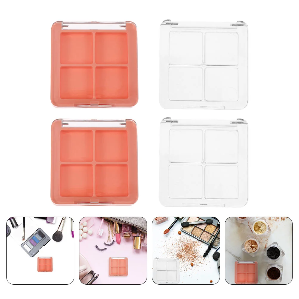 4 Pcs Eye Shadow Box Highlighter Storage Case Square Empty Container Plastic Makeup