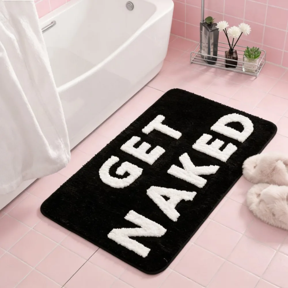 

Черно-белый коврик для ванной «Get Naked» 40x60см/50x80см, тафтинговый, милый, для декора квартиры, противоскользящий напольный коврик