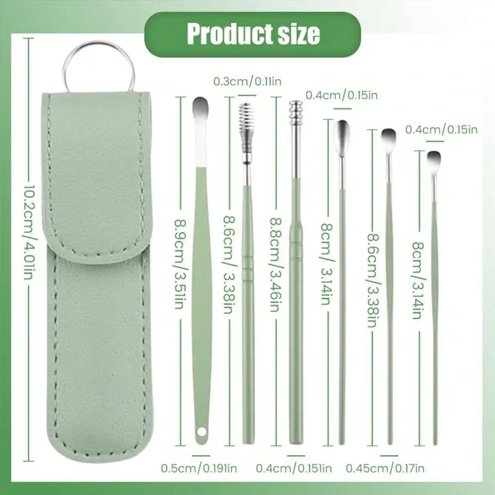 Ear Wax Removal Tool Set, 6pcs Stainless Steel Spiral Ear Picks, Reusable Ear Cleaning Tools for Ear Care - Detail 1