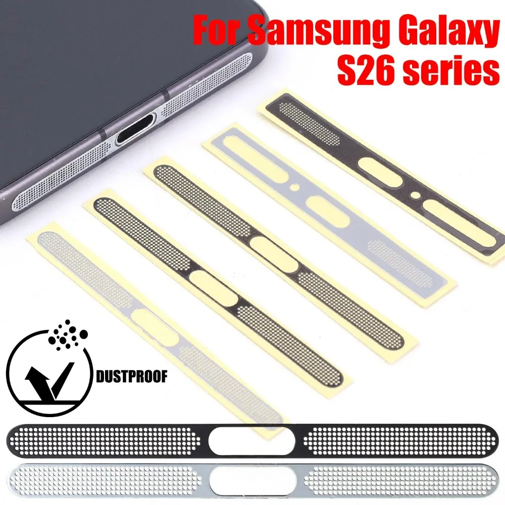 1Set Metal Dustproof Net Stickers for Samsung Galaxy S26 Ultra Anti-Dust Mesh Dust Plug with Cleaning Brush for Galaxy S26 Plus