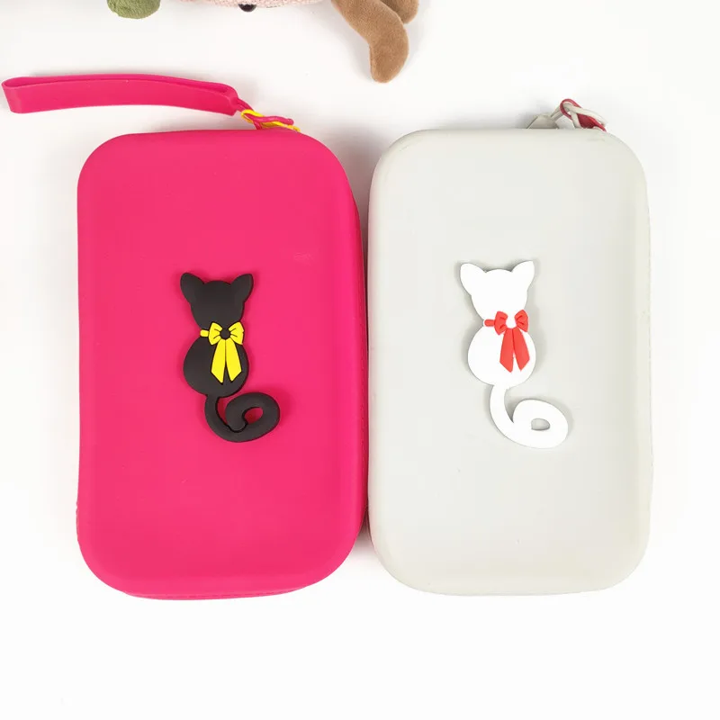 New Square Shape Coin Purse Large Capacity Waterproof Earphone Organizer Multi-Purpose Cosmetic Storage Bag Travel Cat