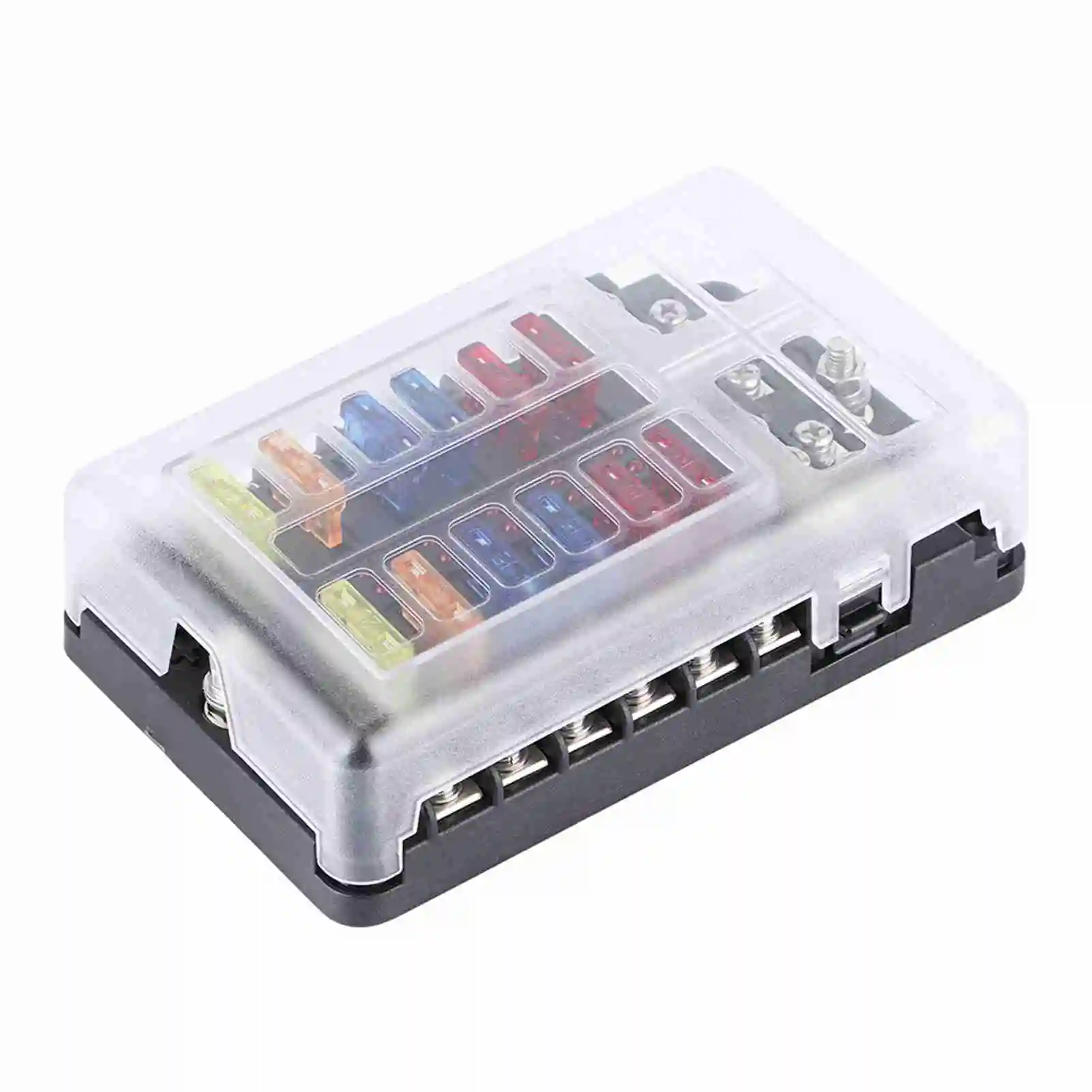 12 Way Blade Fuse Box Fuse Box Holder 12 Way Blade W/LED Light Waterproof Block Universal for Automotive Marine Yacht Blade