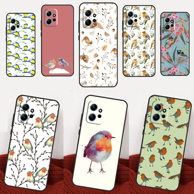 Robins Bird Case For Xiaomi Redmi Note 11 8 9 10 12 Pro Note 12S 9S 10S 11S 8T 9A 9C 10A 10C 12C Fundas