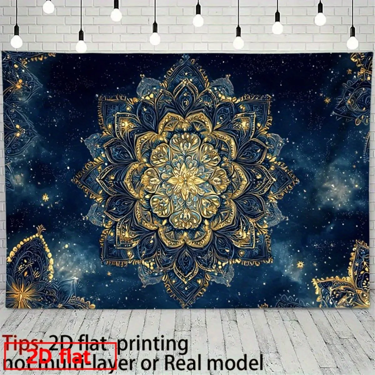 Large Galaxy Mandala Tapestry Wall Hanging Blue Gold Boho Cosmic Boho Living Room Decor Art Poster 180x230cm