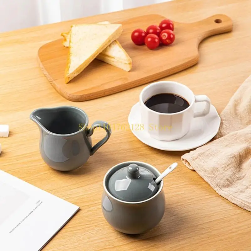 Covered Sugar Dish with Creamer for Home Coffee Service, Knob Lid and Pouring Lip for Tea Tables and Breakfast Serving best sale
