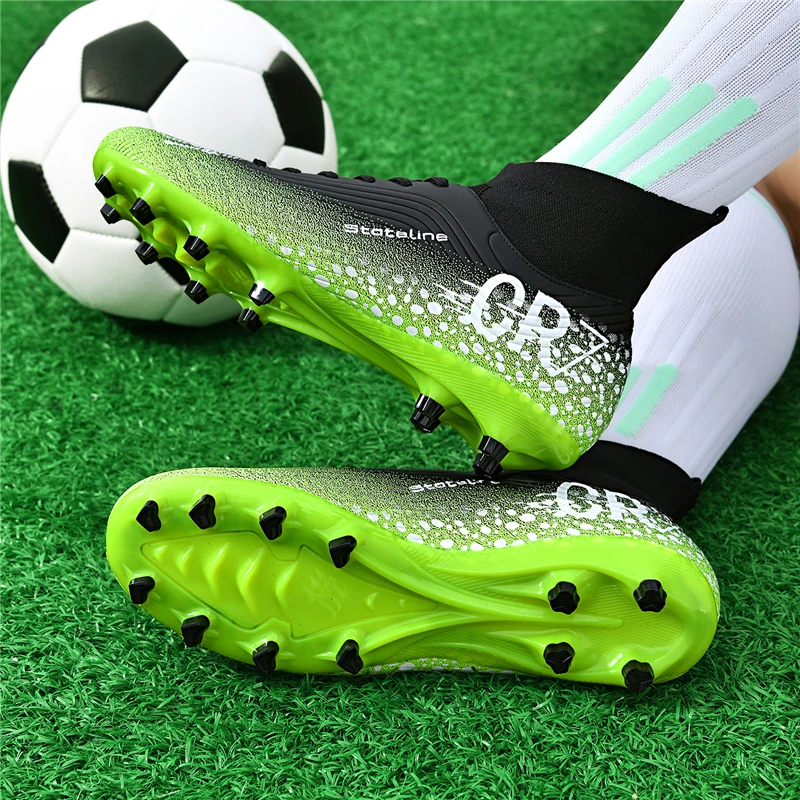 Men/Women Professional Soccer Cleats Anti-slip FG Studded Football Boots Breathable High-Top Training Shoes view 2