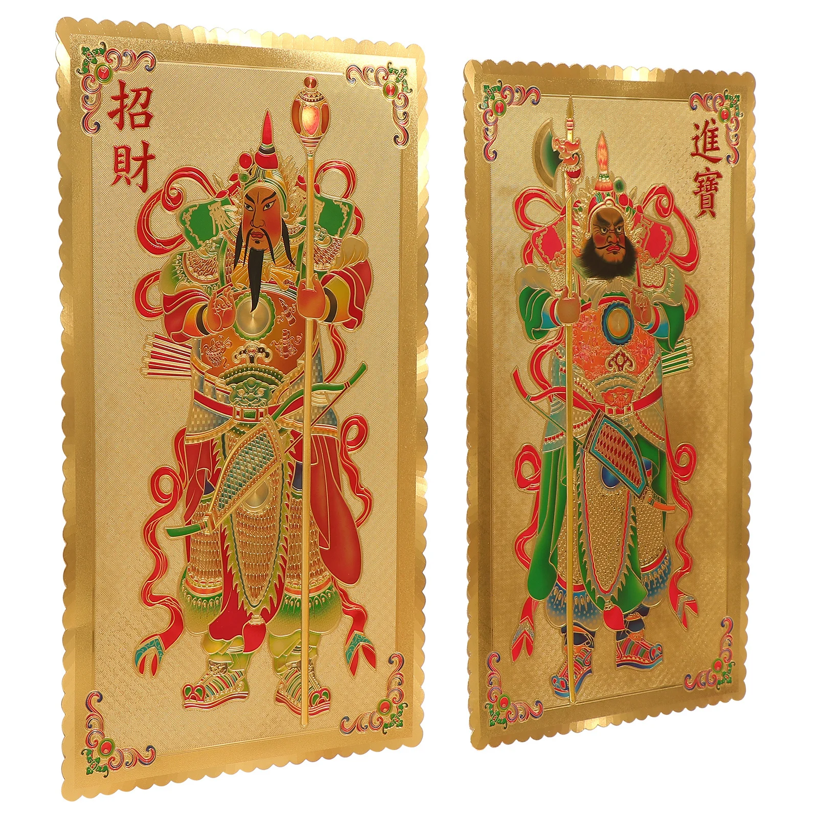 

1Pair Chinese Door-God Sticker Traditional Door Sticker Spring Festival Wall Decoration Auspicious Home New Year Decor