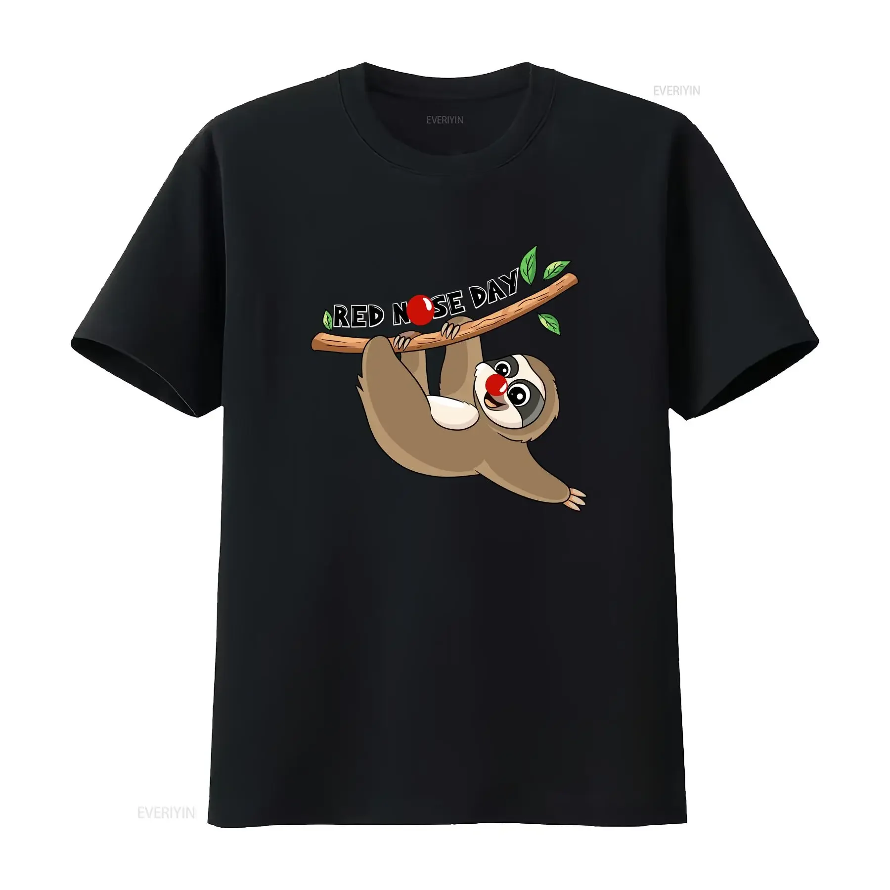 Sloth red nose day t shirt Cute Funny comic relief vintage Washed homme fashion Unisex designer clothes streetwear Slightly
