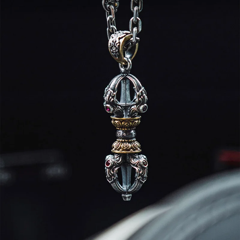 New Vajra Pestle Tibetan Style Handle Pieces for Men and Women Retro Ethnic Style Necklace Pendants Jewelry