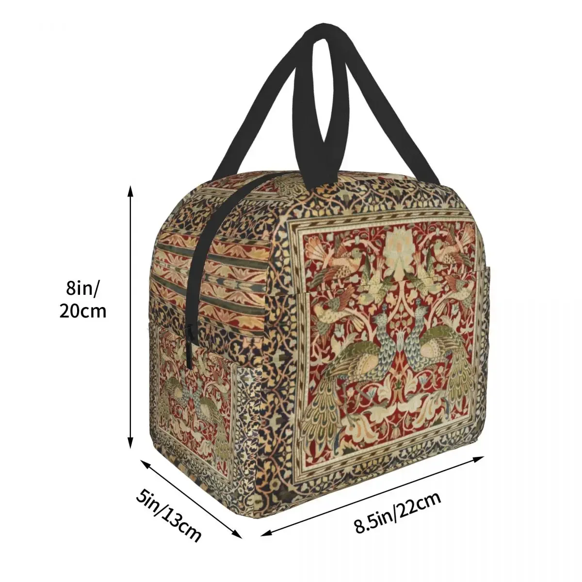 William Instability-Sac à lunch imprimé textile floral pour femme, boîte à lunch portable, sacs à nourriture isothermes thermiques multifonctions pour enfants, école