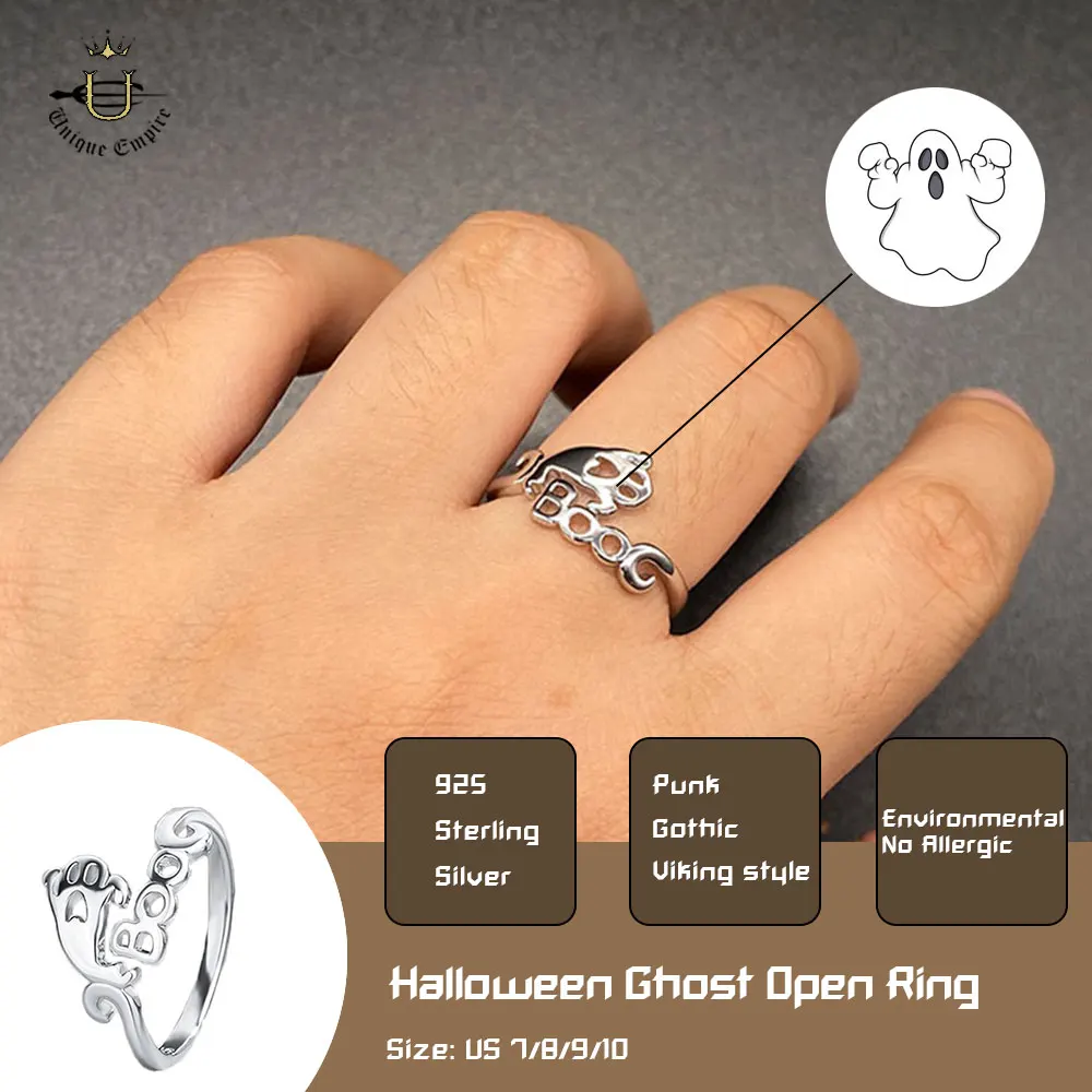 Halloween Ghost Open Ring Witch Hat Broom Mop Pumpkin Lantern Hollow Unisex Ring Fashion Girl Jewelry