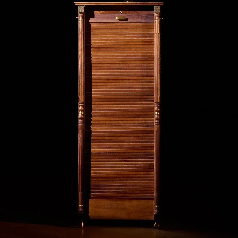 

North American black walnut tea set storage dental cabinet high-end solid wood tea set cabinet floor-to-ceiling household wall