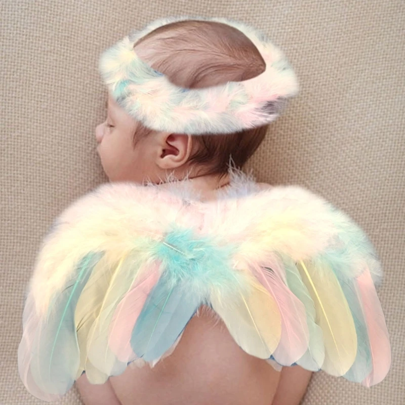 

2Pcs Baby Photoshoots Angel Costume Wing Angel Headband Photo Posing Props Photography Clothes Newborn Shower Gift