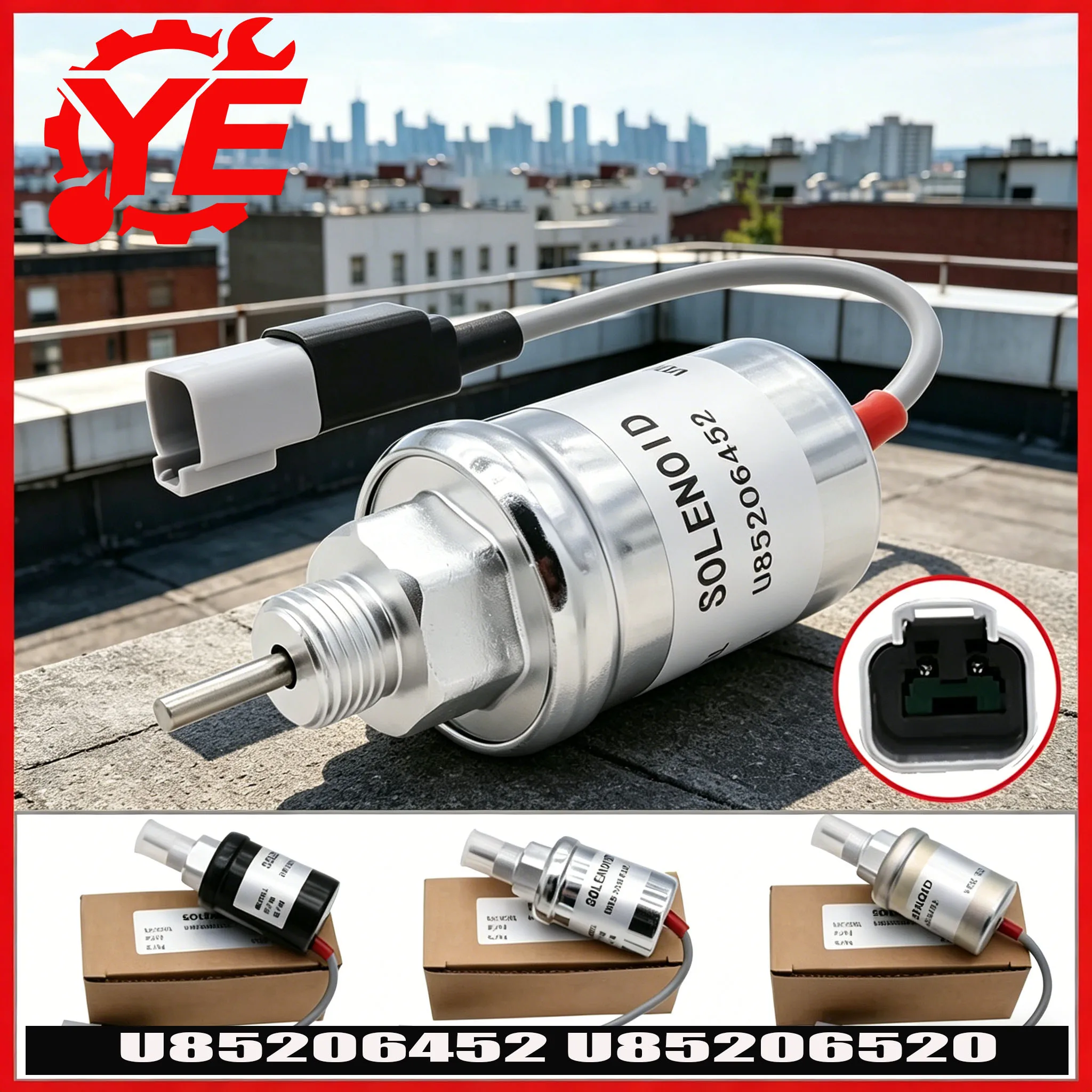 12V Fuel Shut Off Solenoid Valve U85206452 U85206520 for Perkins 402D 403D 404D 404C 403C Caterpillar Engine 3011C 3013C 3024C