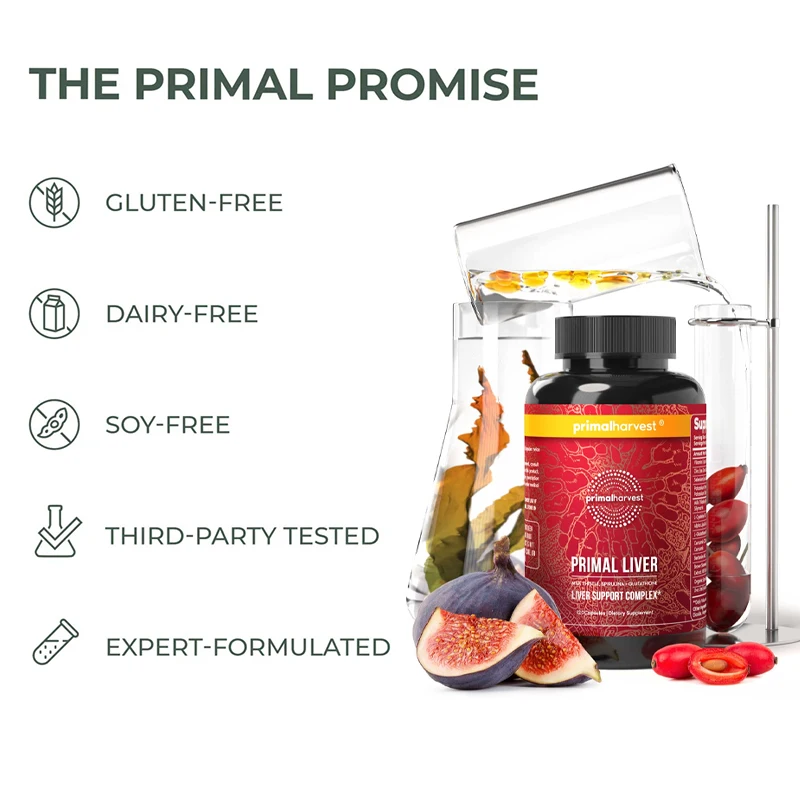 Primal Harvest Primal Liver Contains Alpha-lipoic Acid, L-glutathione, Milk Thistle and Spirulina for Men and Women