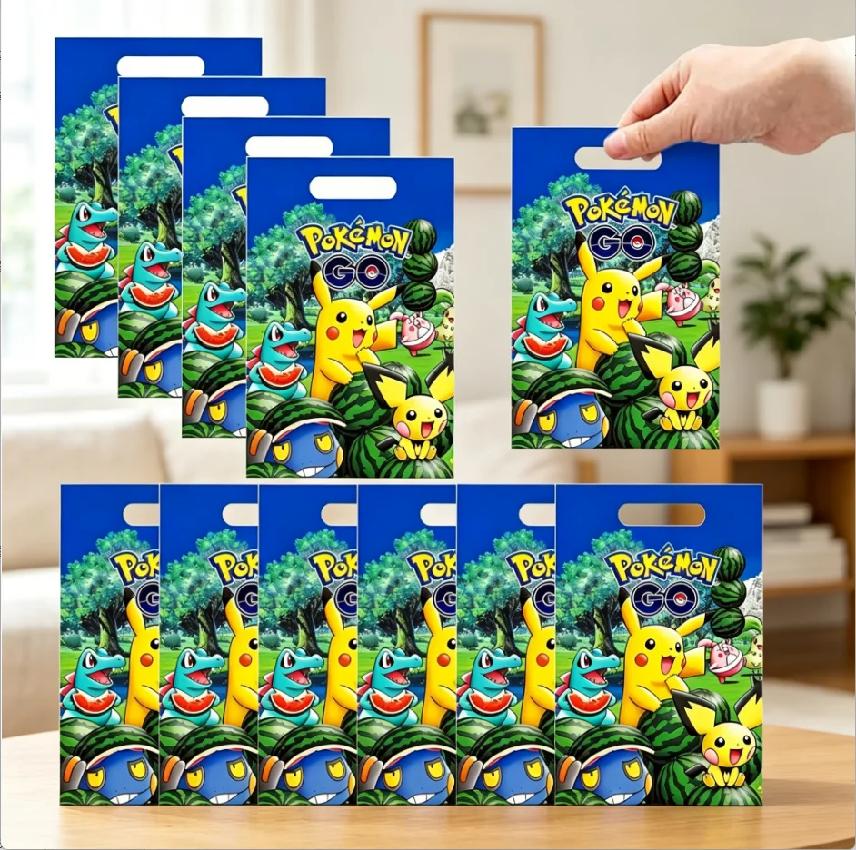 Bolsas de Regalo de Pikachu para Fiesta de Pokémon, 10/20/30/50 Piezas, Bolsas de Dulces para Niños, Recuerdos de Fiesta, Bolsas de Regalo Bonitas para Celebraciones Infantiles
