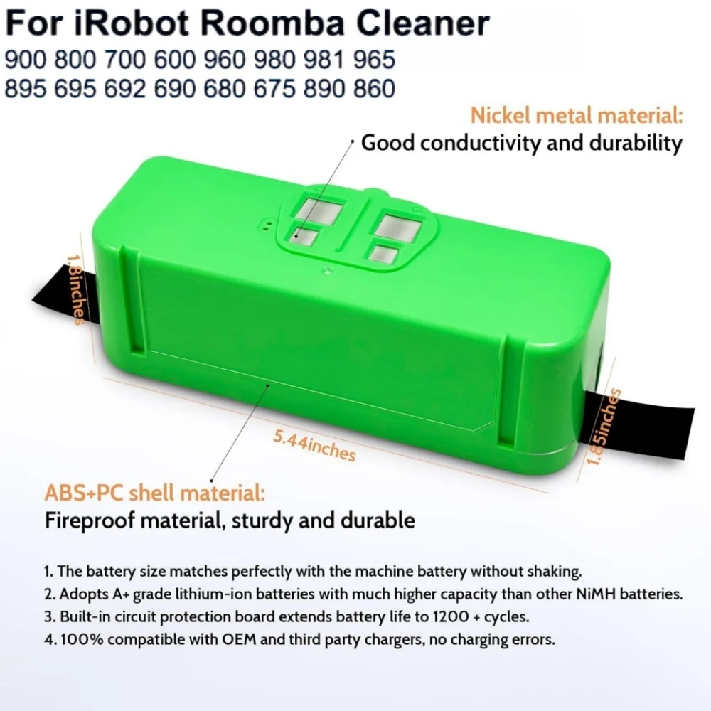 

Original For iRobot Roomba 14.4V 5200mAh Battery Roomba 500 600 700 800 Series Vacuum Cleaner iRobot roomba 620 770 780 Part