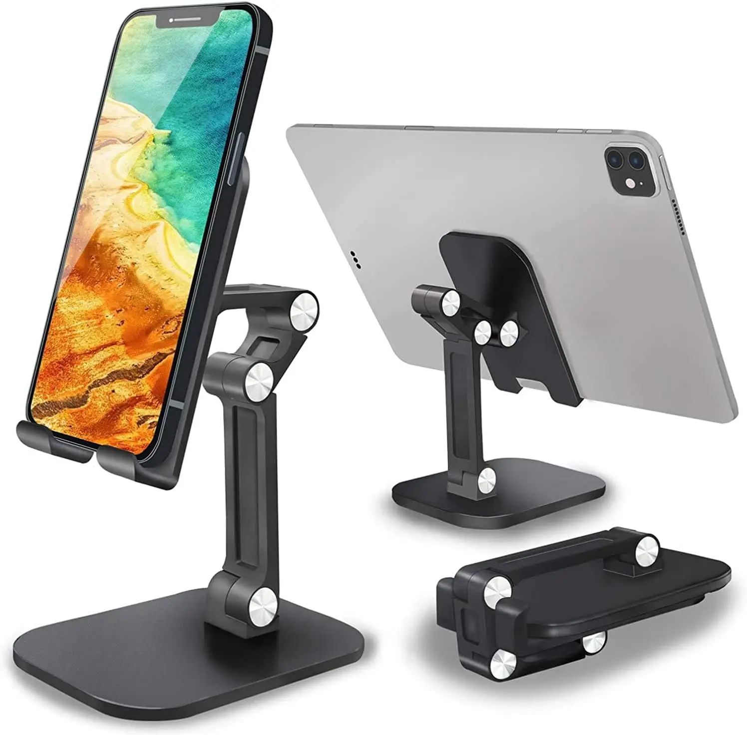 Adjustable Cell Phone Stand for Desk: Angle Height Adjustable Foldable Phone Holder with Anti-Slip Base Desk Phone