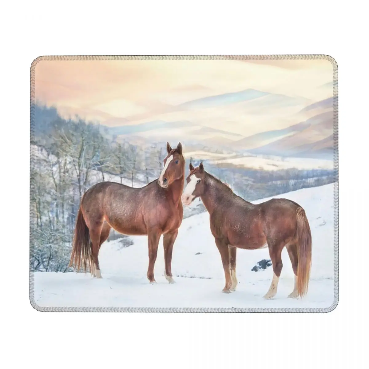 Horses With Snow And Sunset Hills Multi-size Mouse Pad Computer Keyboard Mouse Mat Gaming PC Laptop Desk Mat Table Mats