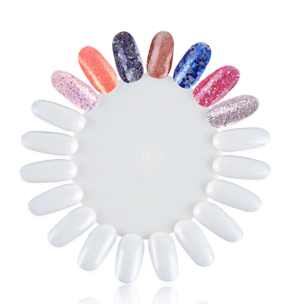 

10Pcs Sunflower Shaped Nail Art Display Board Transparent Acrylic Polish Color Wheel 20 Fake Nails Per Wheel