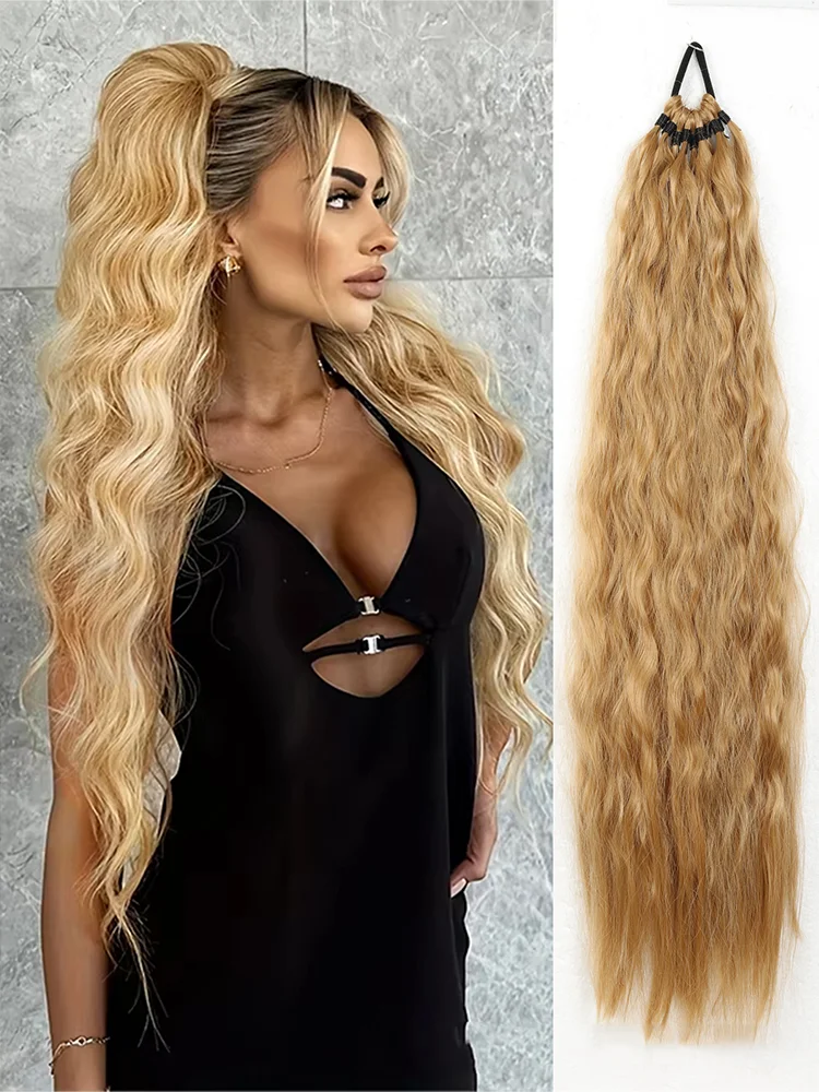

Women's synthetic wig, ponytail, straight hair, synthetic ponytail, hair extensions, women's elastic rubber band, ponytail, fake