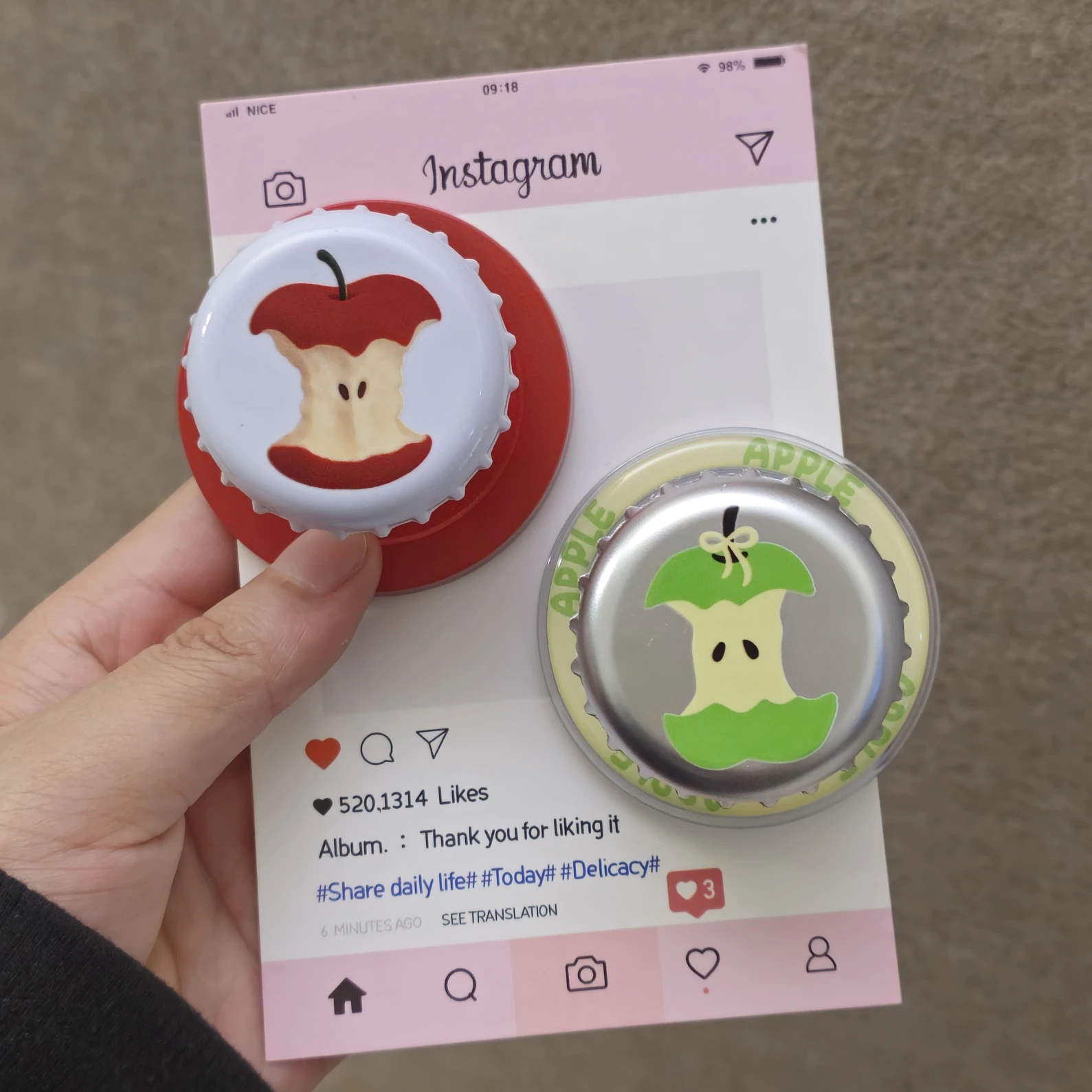 

Fruit bottle cap for Magsafe mobile phone grips,removable magnetic Smart phone stand holder for iphone Tablet accessories bracke