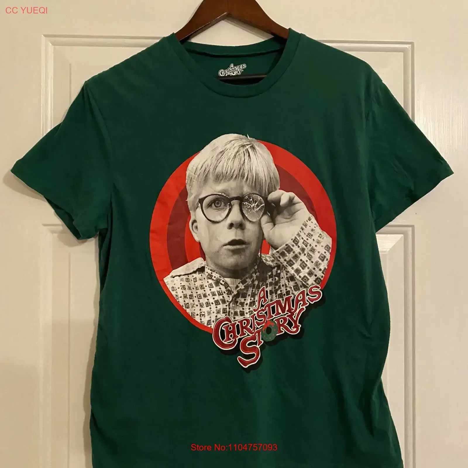 Camiseta navideña con estampado 'A Christmas Story You'll Shoot Your Eyes Out', talla grande, VER FOTOS, estilo vintage lavado, ropa de diseñador de moda