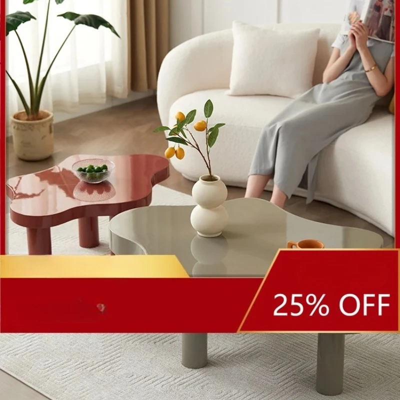 Solid Wood Tea Table Small Apartment Simple Modern Style Creative Living Room Sofa Side Table Shaped Cloud Tea Table