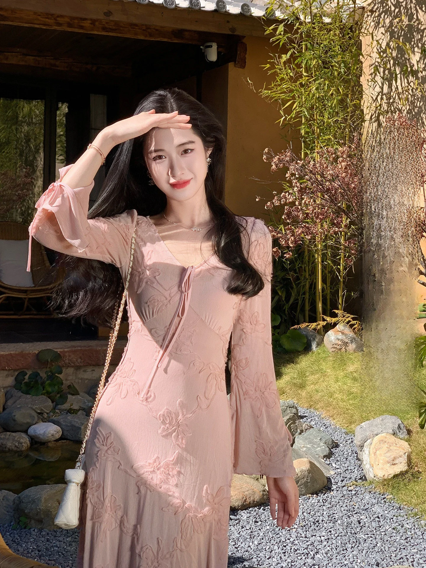 

Lingan Holiday Sle Long Sve V-Ne Dr Women's Early Spring Me Cover up Strap Dr Ci Commute Travel Friendly