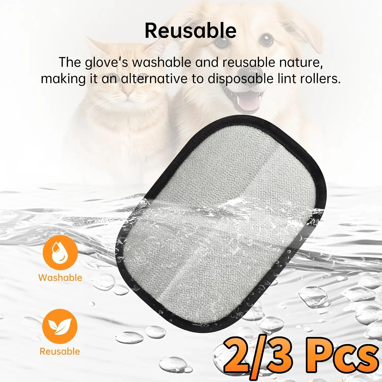 مجموعة قفازات إزالة شعر الحيوانات الأليفة - 3 قفازات سيليكون + مشط رقيق للأثاث واللوين والفراء