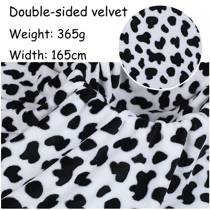 

160CM Wide Double-sided Flannel Cow Print Velvet Small Cow Coral Fleece Home Clothes Pajamas Bathrobe Fabric Blanket Cloth