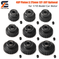 48P Pinion Motor Gear 3.175mm 13T-30T Optional 45# Steel CNC Manufacturing Strong and Durable For 1/10 Model Cars Motor Parts