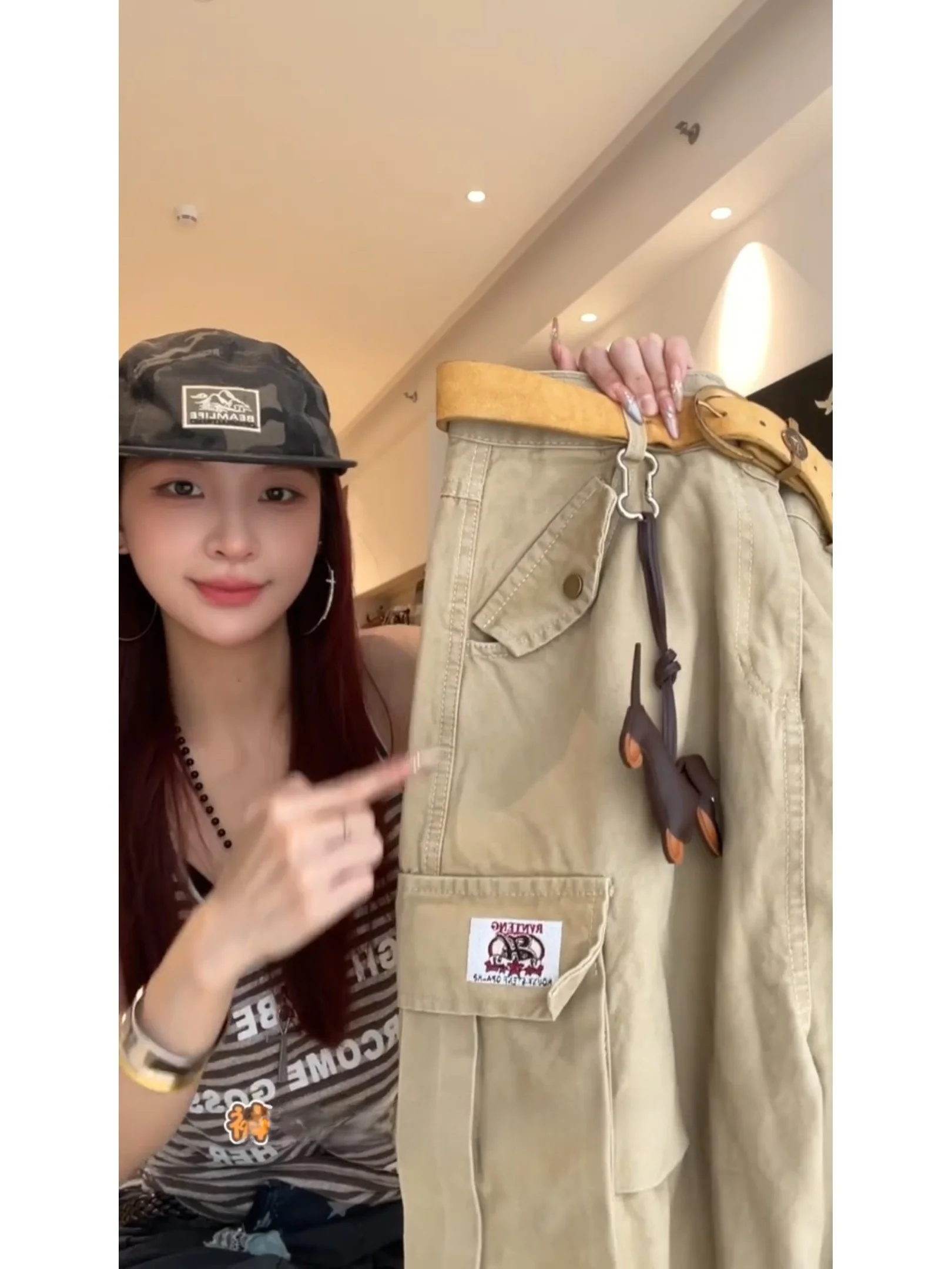 American Retro Khaki Color Workwear Seven-Foot Pants Loose Multi-Pocket Design Men Women Summer Fashionable Shorts