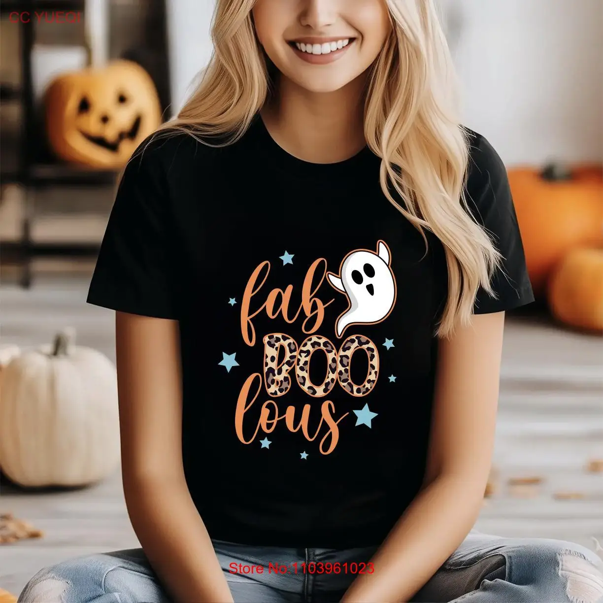 Conforto Cores Fabulosa Camiseta Fab Boo Lous Trajes de Halloween mangas compridas ou curtas