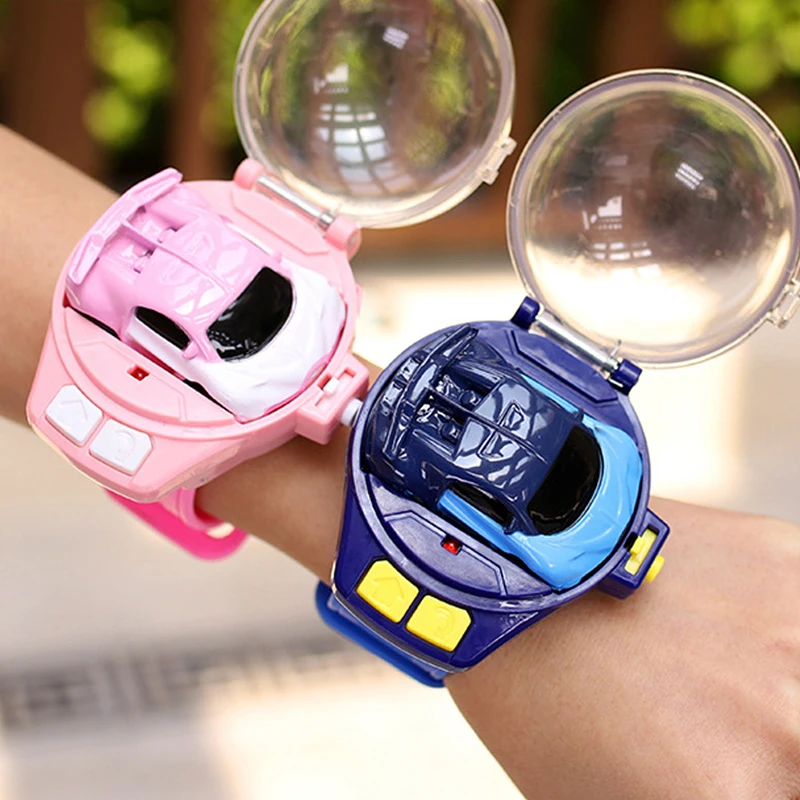 Mini Watch Remote Control 10 M  Car Toy Kid 2.4G Alloy RC Car With light Cartoon Portable USB Charging Children's Birthday Gift