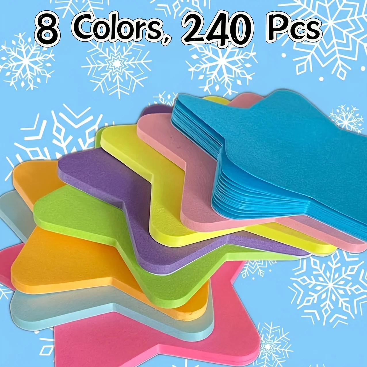 

240Pcs pentagram-shaped self-adhesive note paper, 8 colors, bright colors and high-value color scheme, with its own stickiness, easy to tear and not easy to residual glue, cute and chic shape, office study, campus, home storage, Mother's Day-