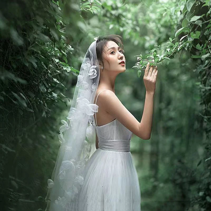 Fashion Fairy Bridal Veil Soft 1 Tier Flower Wedding Veil for Bride Wedding Accessories