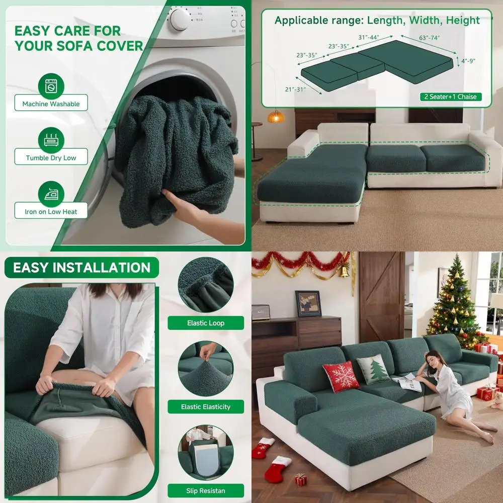 

Многоразовые чехлы для 2-местного дивана и кушетки, эластичный чехол для дивана, износостойкий защитный чехол для мебели в гостиную, зеленый