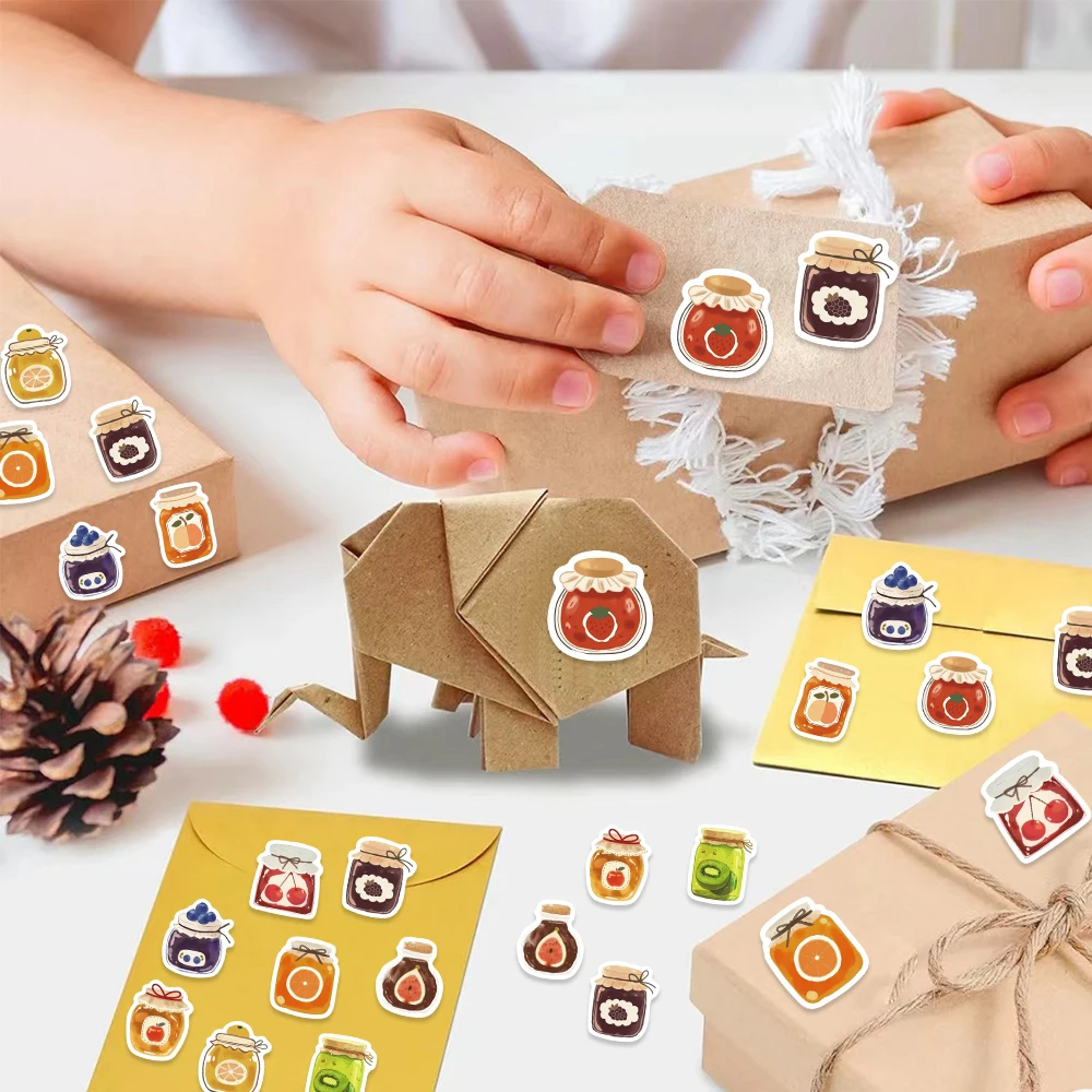 500 Stück Marmeladenglas-Rollenaufkleber, Cartoon-Kritzeleien, geeignet für IPad, Telefon und Gepäck, wasserfeste dekorative Aufkleber