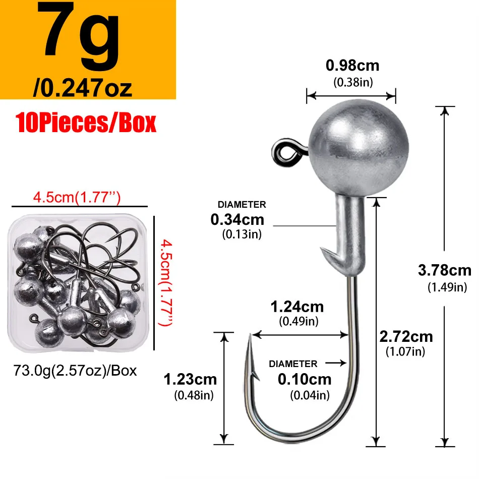 Lurestiker Alle maten 1g 2g 3g 4g 5g 7g 9g 12g 16g 20g 25g 28g Box pakket jig hoofd haken voor zachte worm crankbait