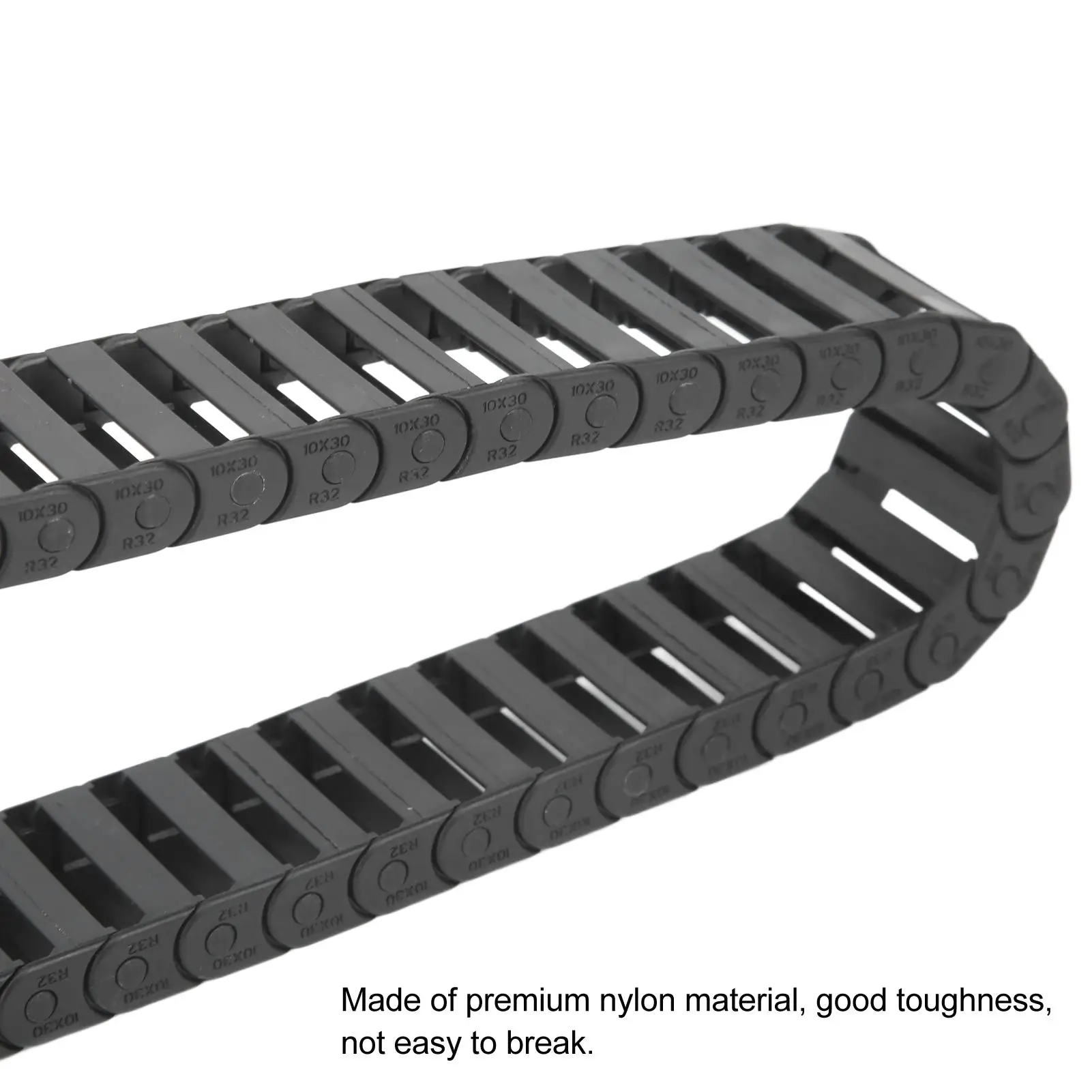 for cnc Cable Drag Chain Wire Carrier 10x30mm Internal Size 1m Length with End Connector Durable and Flexible Nylon Design