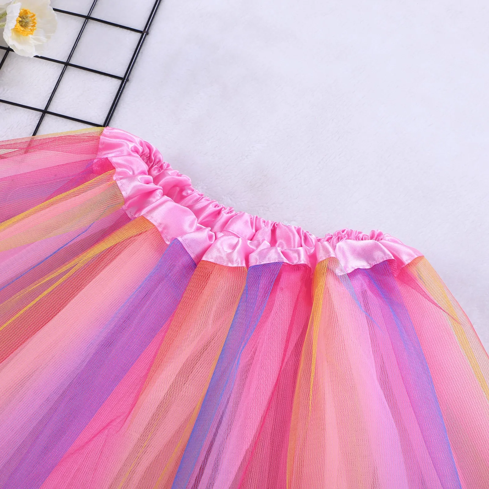 ผู้หญิงบัลเล่ต์ Dnacewear Pettiskirt ประสิทธิภาพ Tutu กระโปรง Rainbow Tulle กระโปรงมินิกระโปรงตาข่ายพัฟ Petticoat กระโปรงสั้น Party Faldas