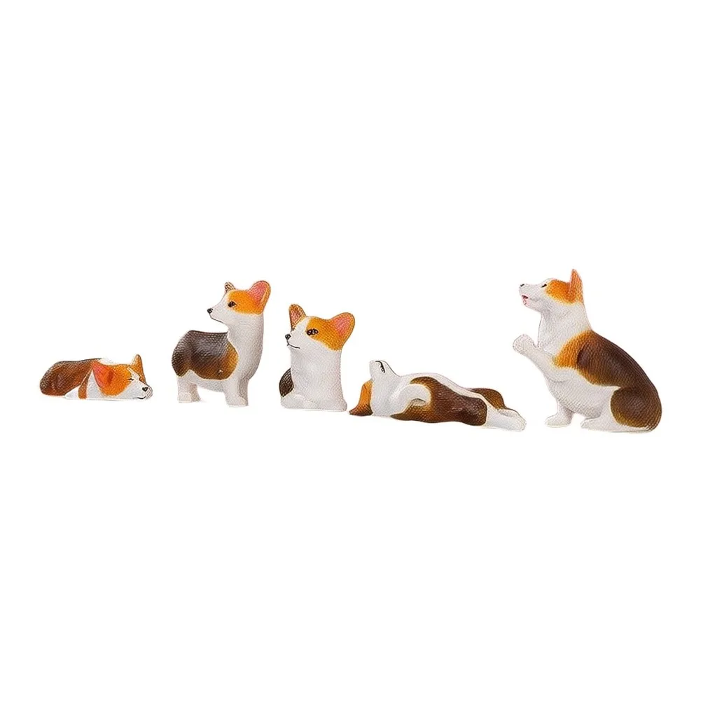 Resin Dog Figurine Collection 5 Count for Car Interior For Desk for top Shelf Wall Unit and Study Space Decoration