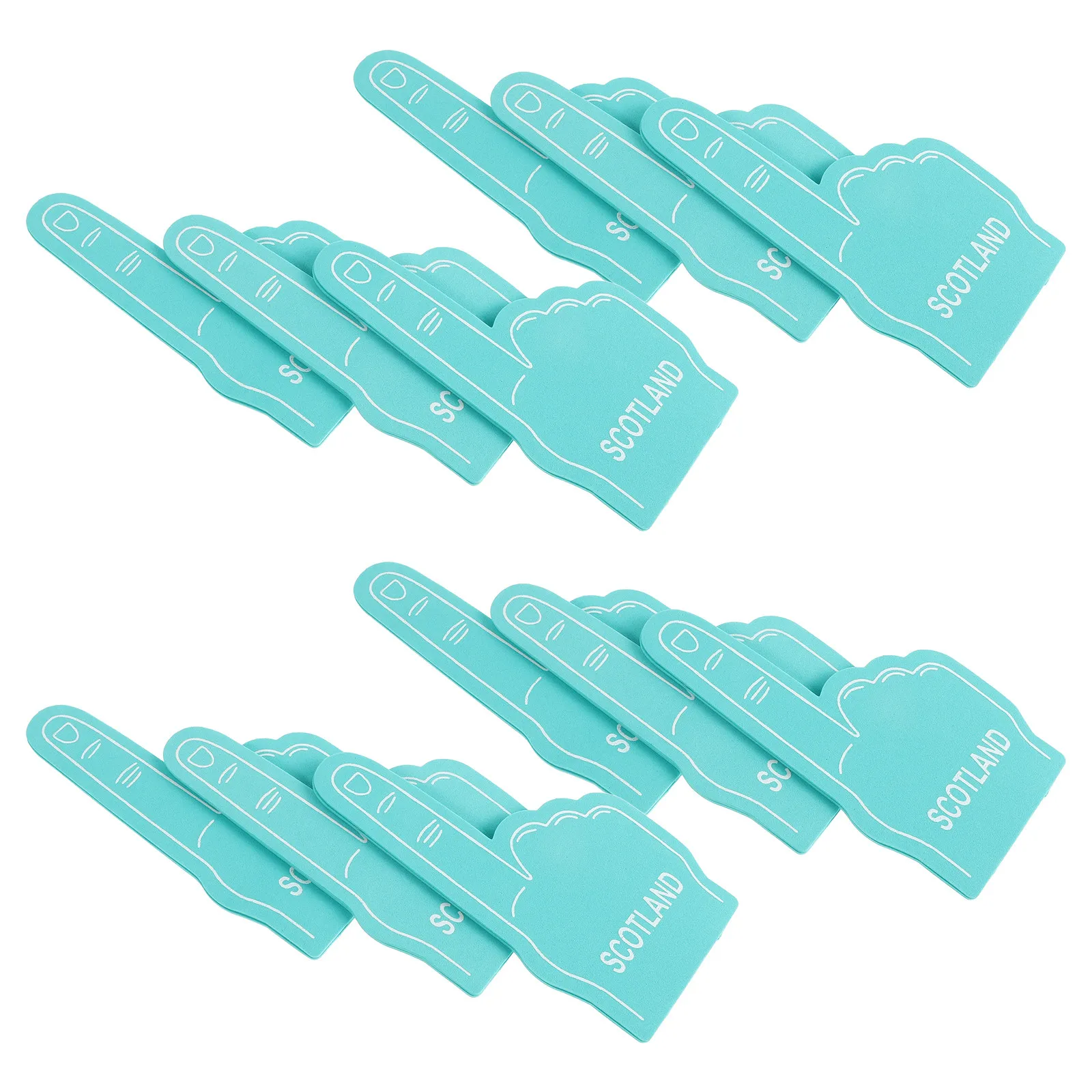 12Pcs Eva Cheerleading Foam Fingers Light Blue Comfortable Nonslip Foam Hand Cheering Props for Sports Games School Spirit Boost