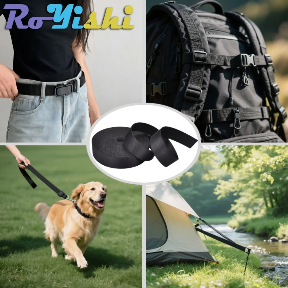 Cinta de nailon de 1 yarda para cinturón de seguridad, cinta jacquard para ordenador, piezas de mochila para exteriores, color negro